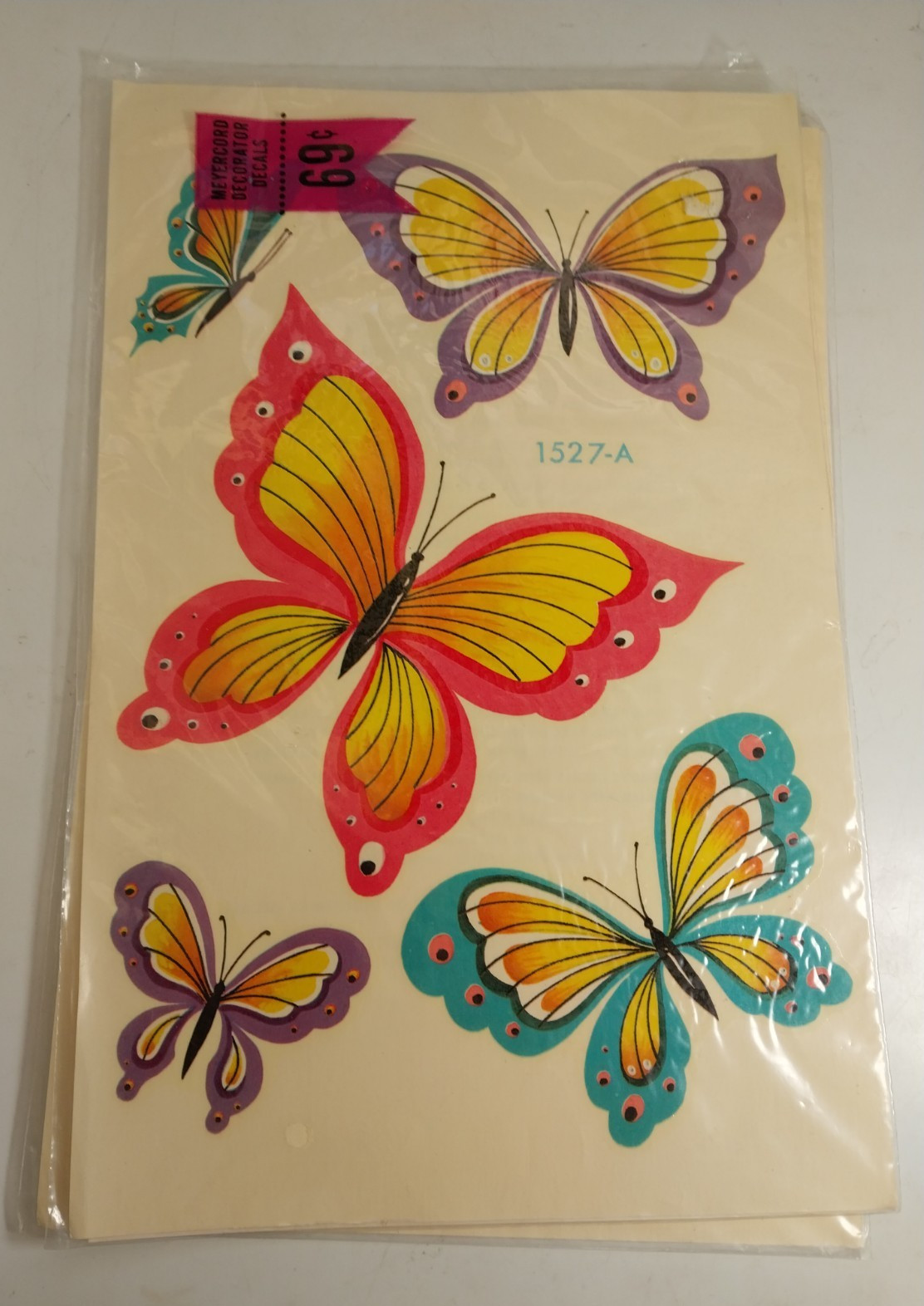 2 Vintage Meyercord Decals NIP Retro Butterfly Original 1960’s Mid Century Lot