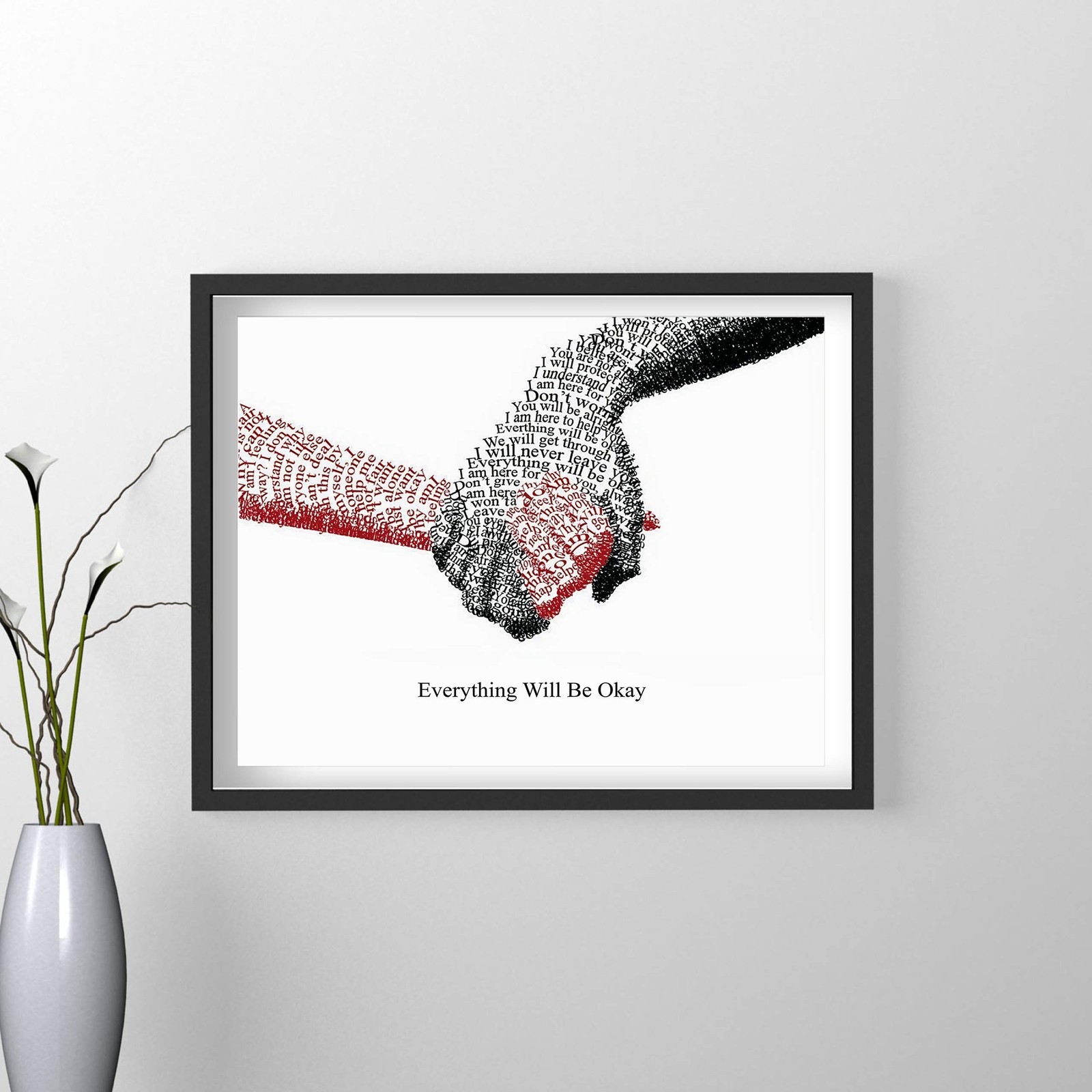 Everything Will Be Okay- Inspirational Wall Art Print, Motivational Hands Pri…