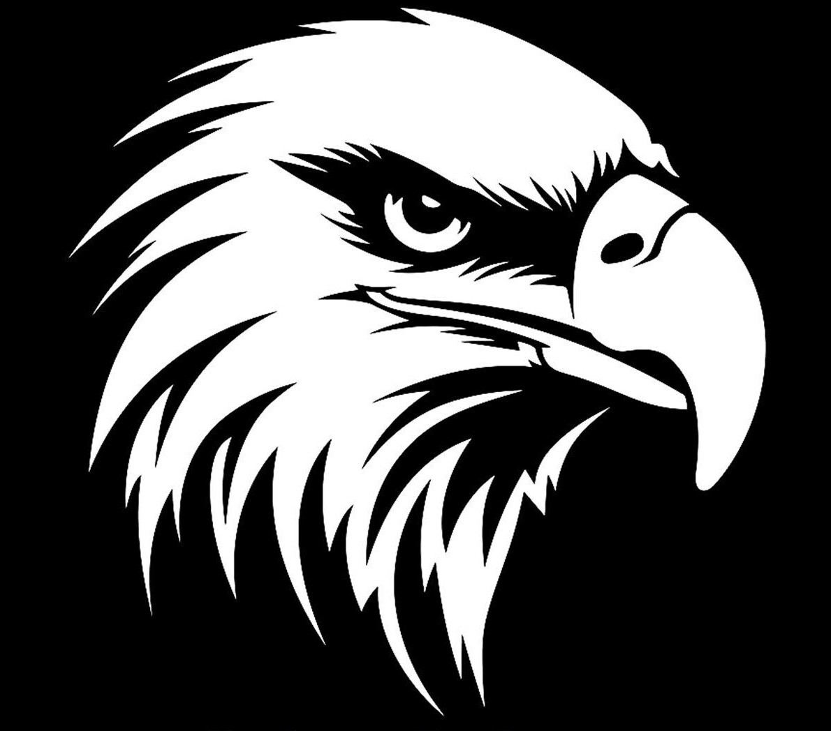 Bald Eagle & Feathers Native American White Vinyl Decals Car Truck Window Tablet