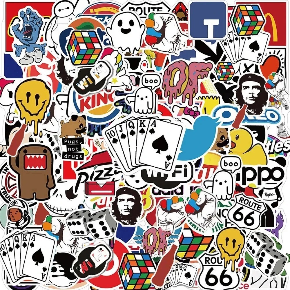 100pcs Stickers All Different Vintage Graffiti PopArt Style Vinyl Sticker Random