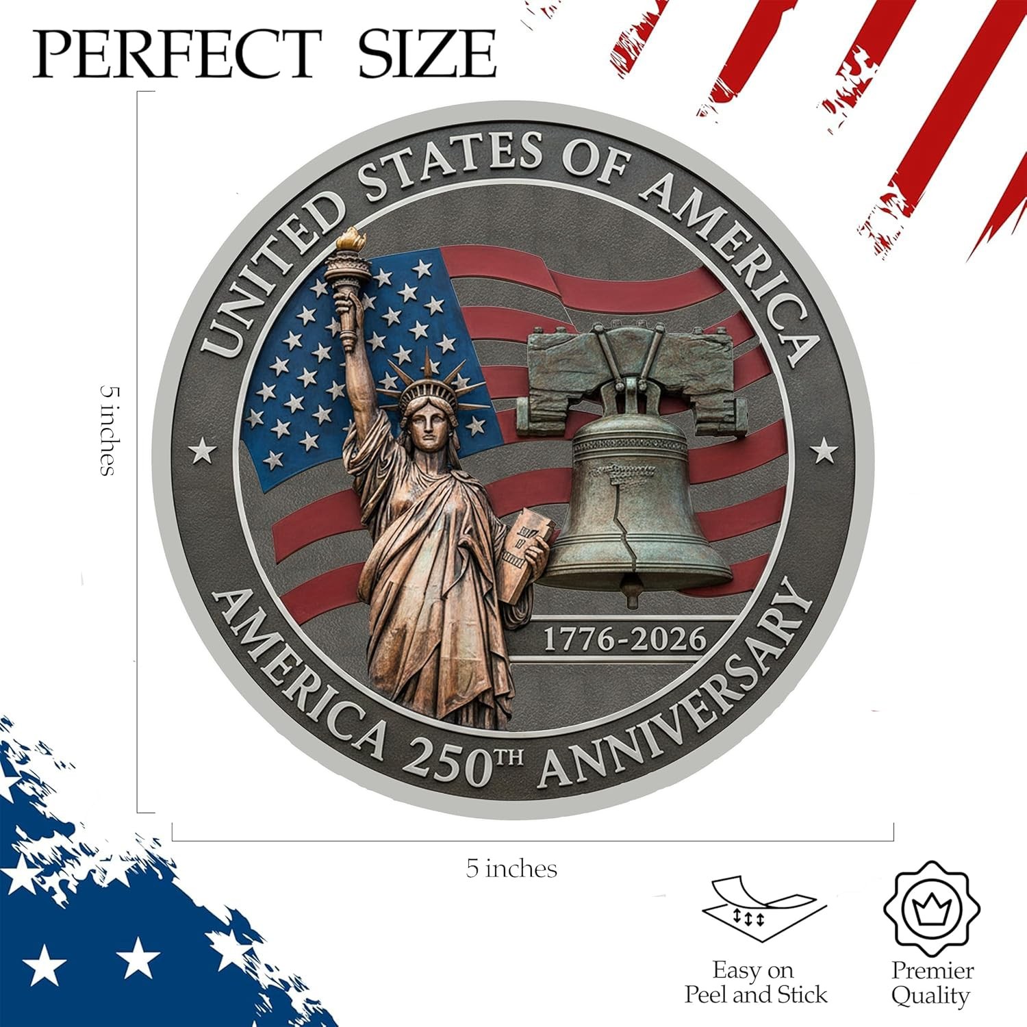 250th Anniversary USA Flag Sticker Bumper Car Decal Patriotic American United St