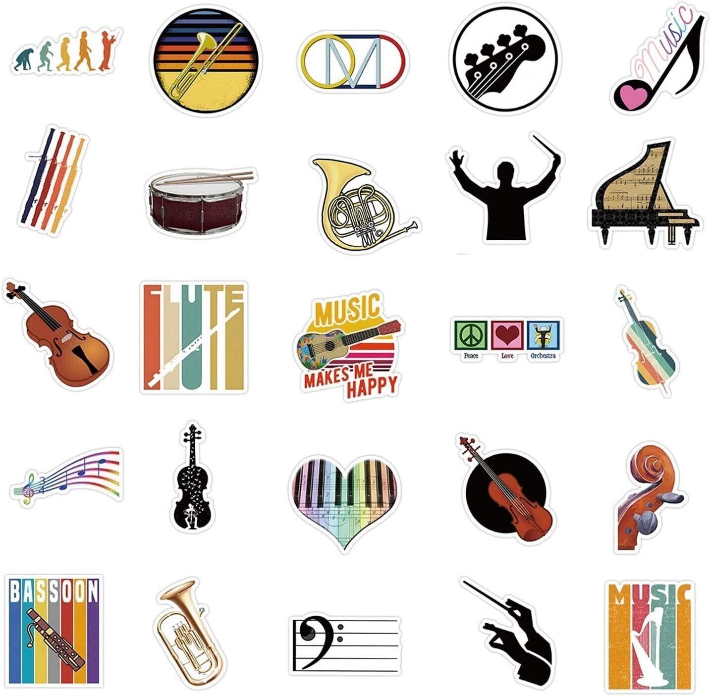 MUSICAL INSTRUMENTS Vinyl Stickers~Violin GUITAR ORCHESTRA Teacher MUSIC~Decals