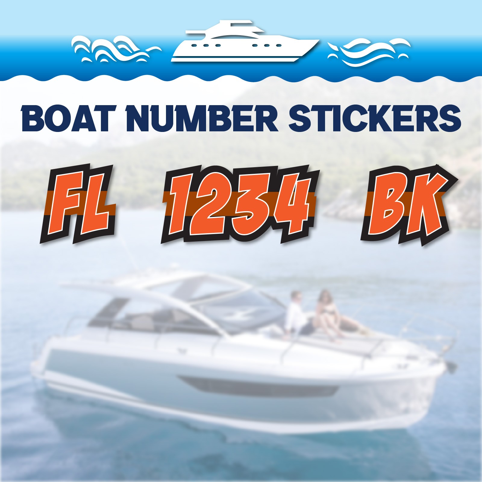 3 inch 2x Watercraft Number Custom Boat Registration Stickers3 inch Plain