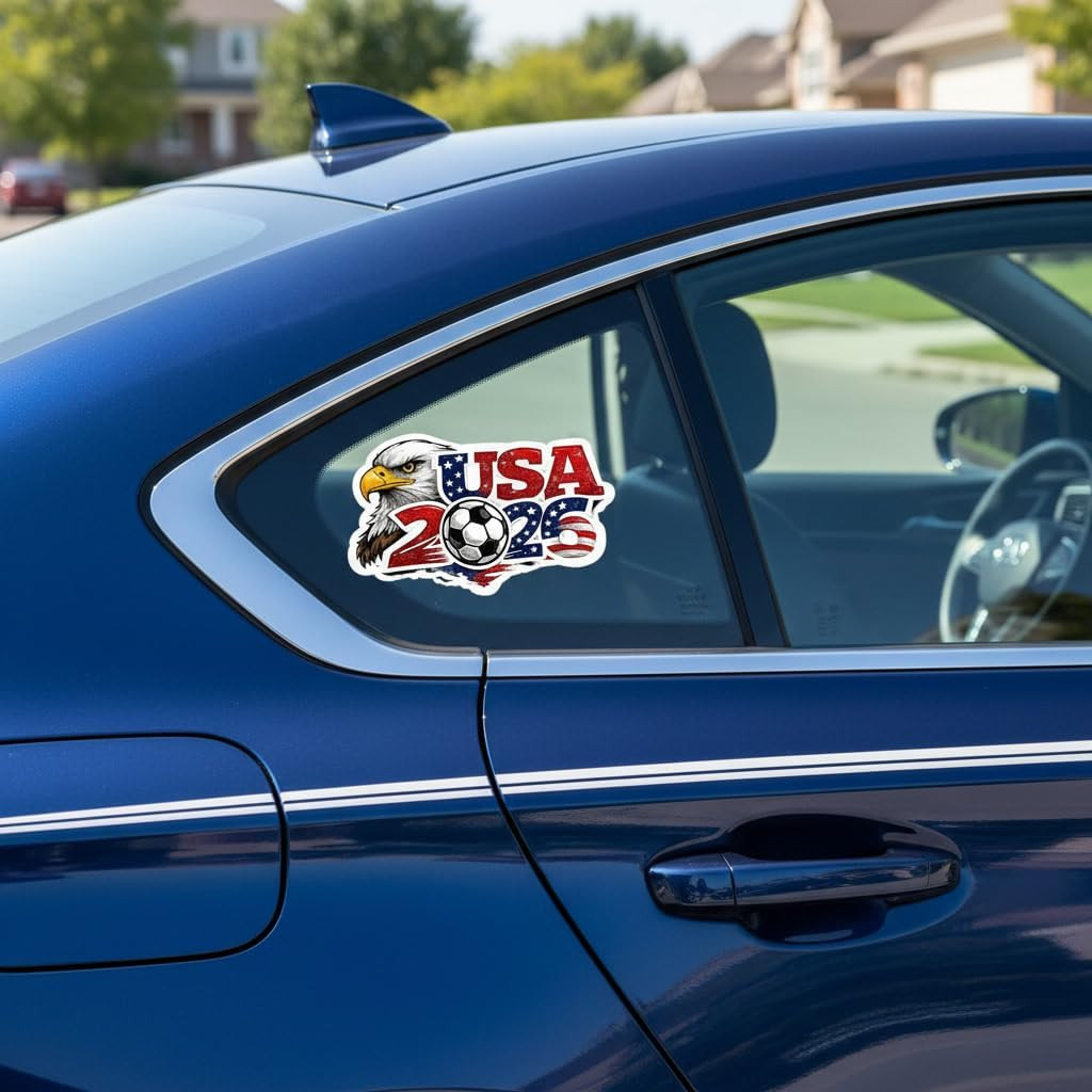 USA World Cup Soccer Sticker, Vinyl Waterproof Soccer Stickers, for Car, Window,