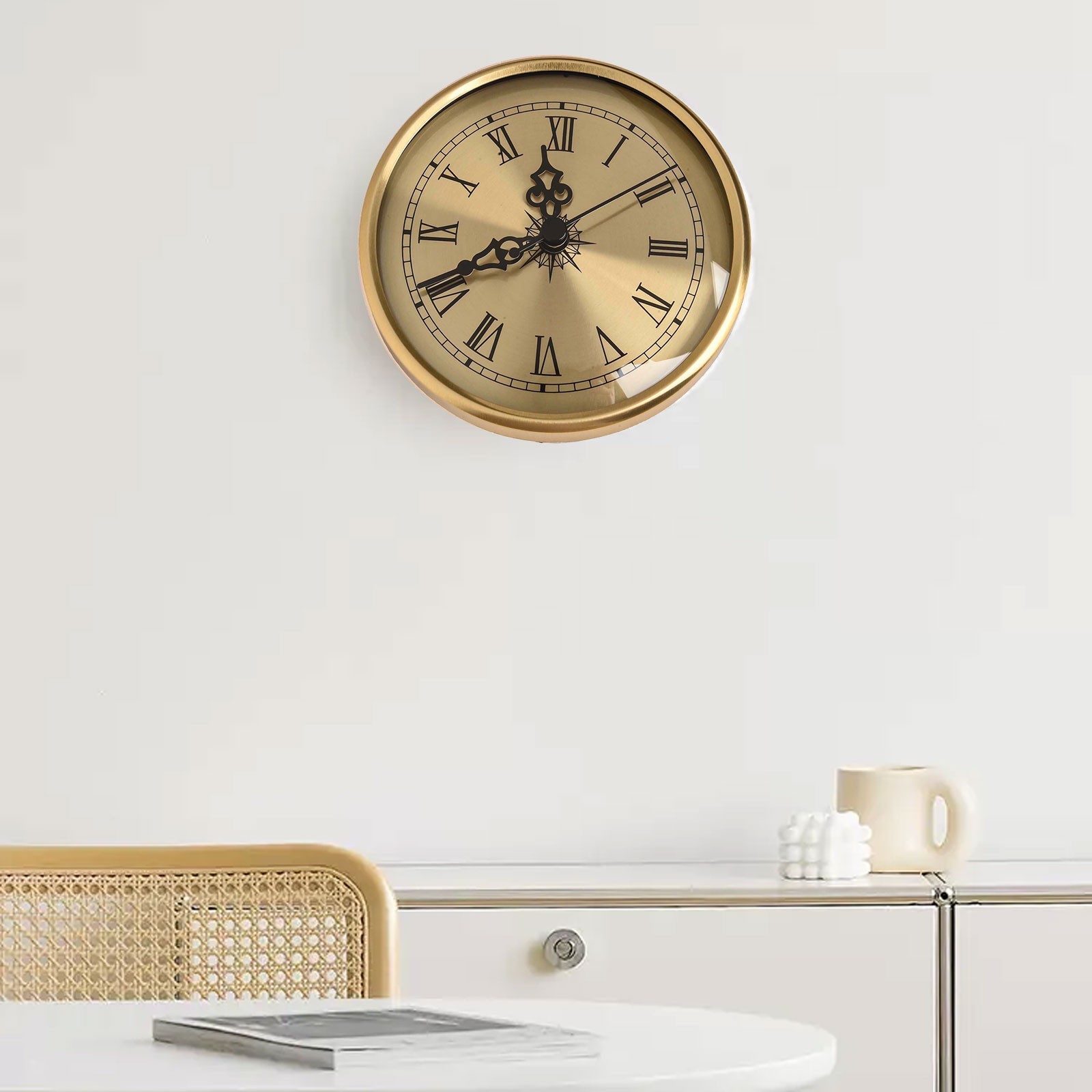 Roman Numeral Replacement Part Gold 108MM Quartz Clock Insert Movement