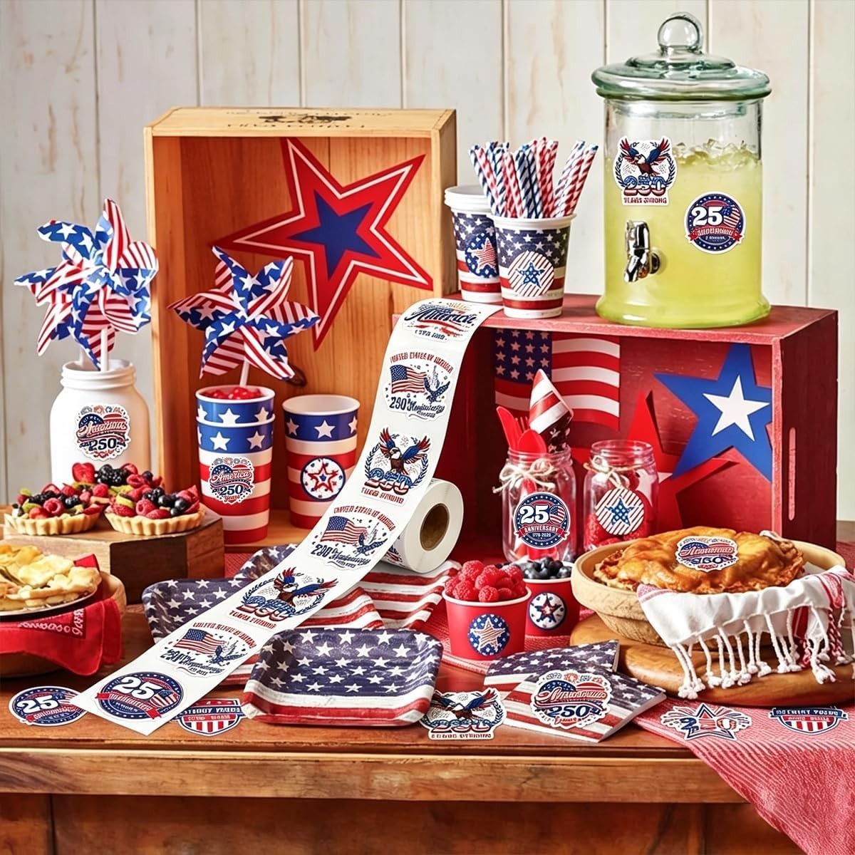 500PCS Patriotic USA Stickers Roll American Flag 250th Anniversary Decals 2026