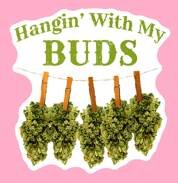 Hanging with My Buds Vinyl Sticker Weatherproof UV Safe Cannabis Decal Weed 420