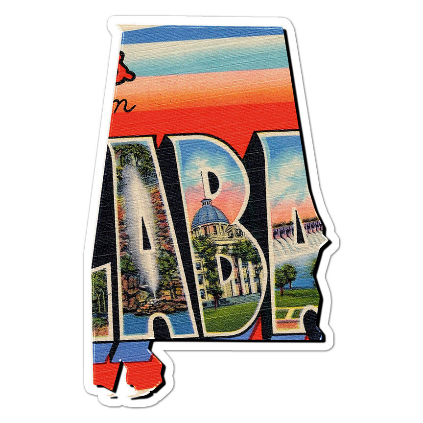 Vintage Alabama State, Vinyl Decal Sticker, Indoor Outdoor, 3 Sizes, #8848