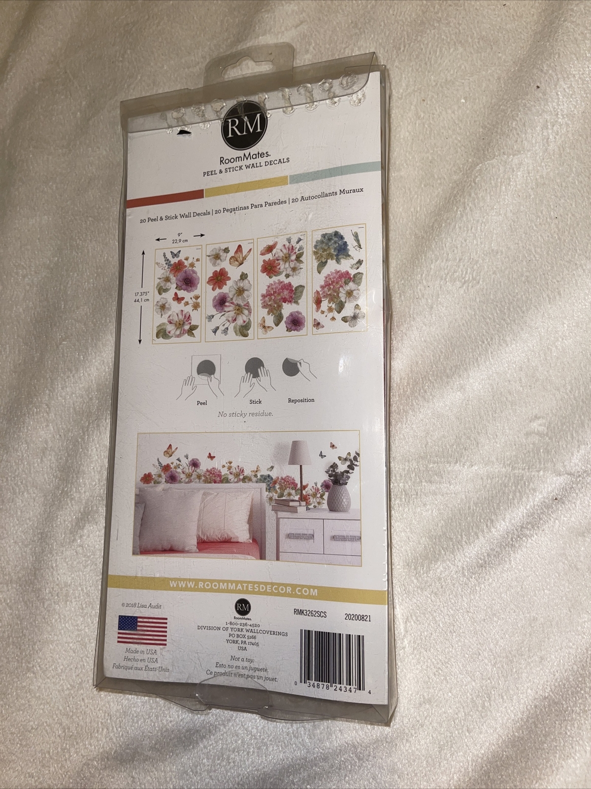 RoomMates RMK3262SCS Lisa Audit Garden Bouquet Peel And Stick Wall Decals ,Multi