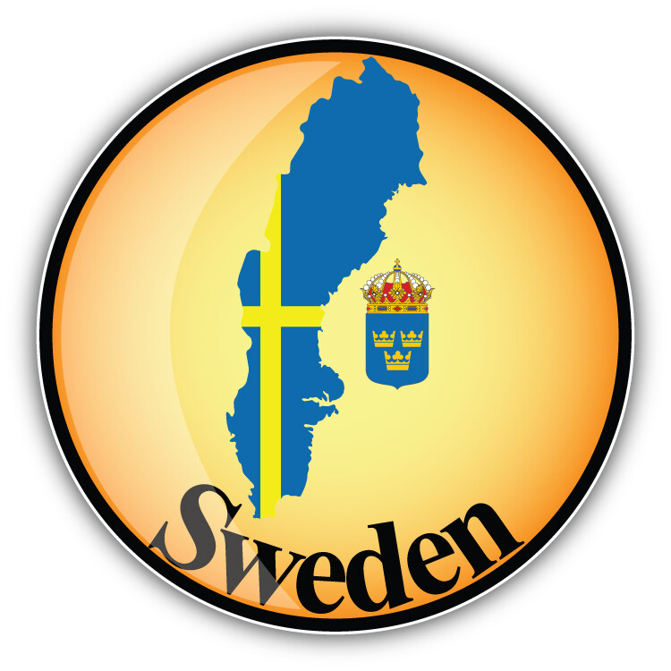 Sweden Map Flag Glossy Label Car Bumper Sticker Decal