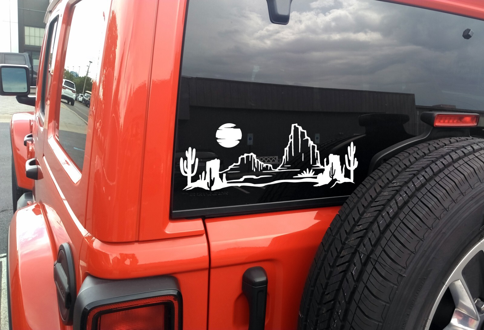 Desert Cactus Mountain Scene V11 Vinyl Decal – Sun RV Camper Graphics – Die Cut