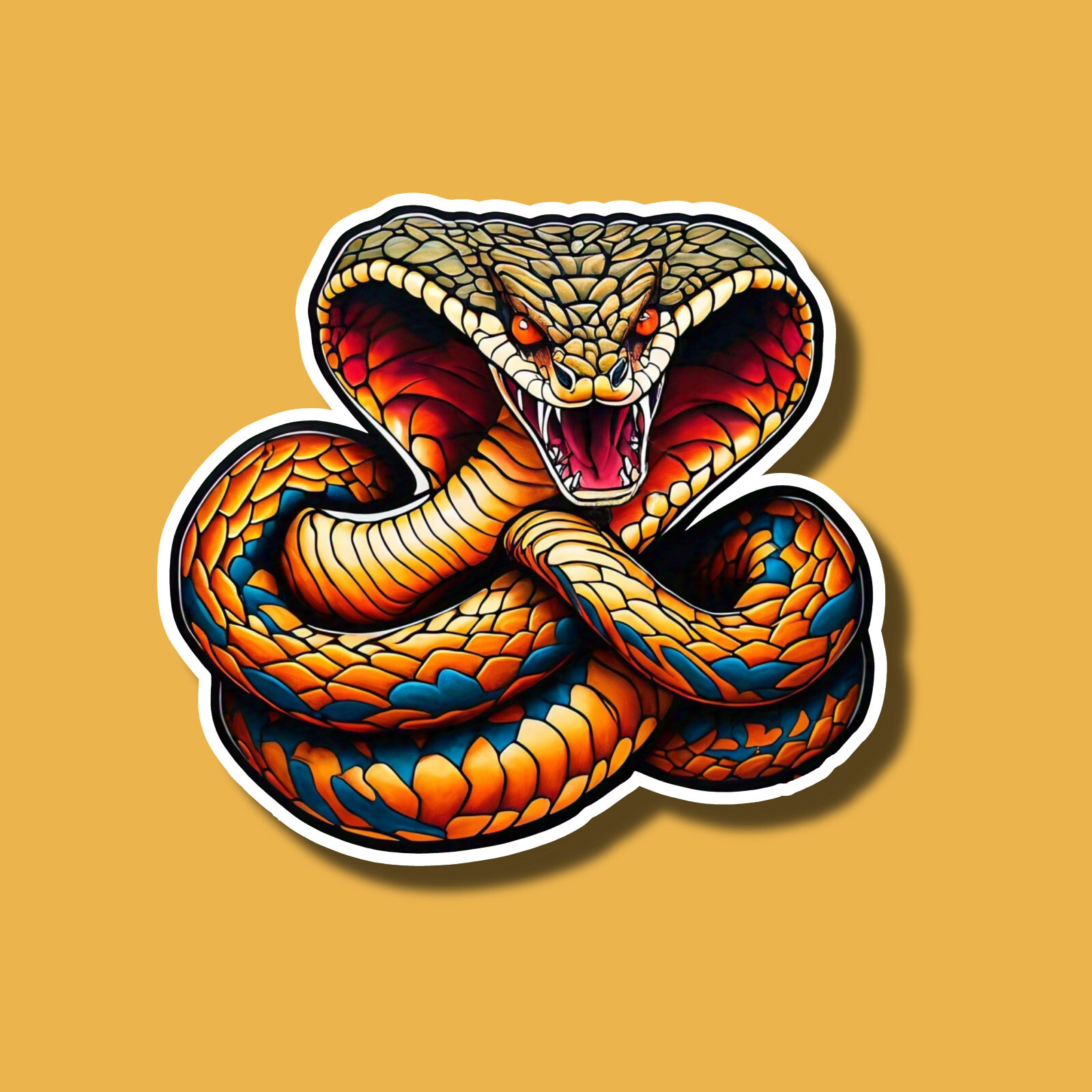 Hissing Venomous Cobra 3" Vinyl Laminated Sticker