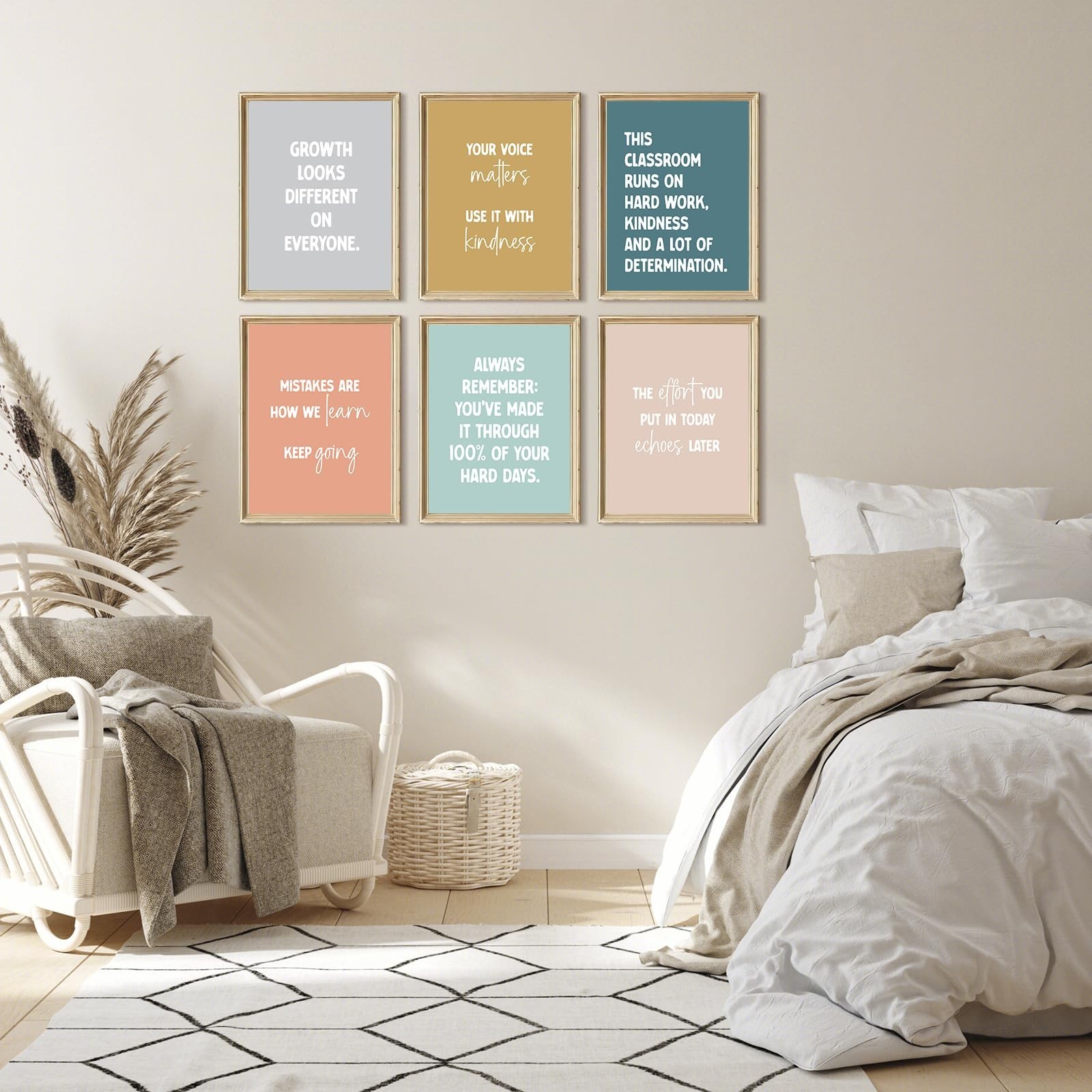 Inspirational Classroom Wall Art Motivational Canvas Poster Positive Affirmat…