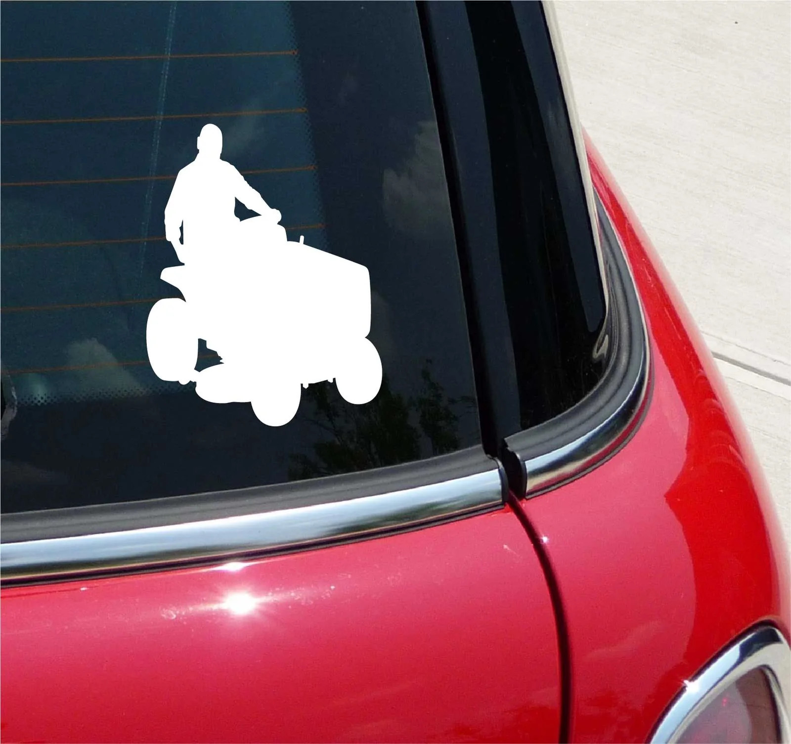 MAN ON RIDING MOWER LAWN TRACTOR GRASS GRAPHIC DECAL STICKER ART CAR WALL DECOR