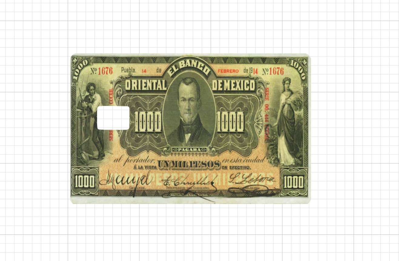 Old Paper Mexico Money Credit Debit Card Skin Peso Banco 50 100 500 1000 ATM 5