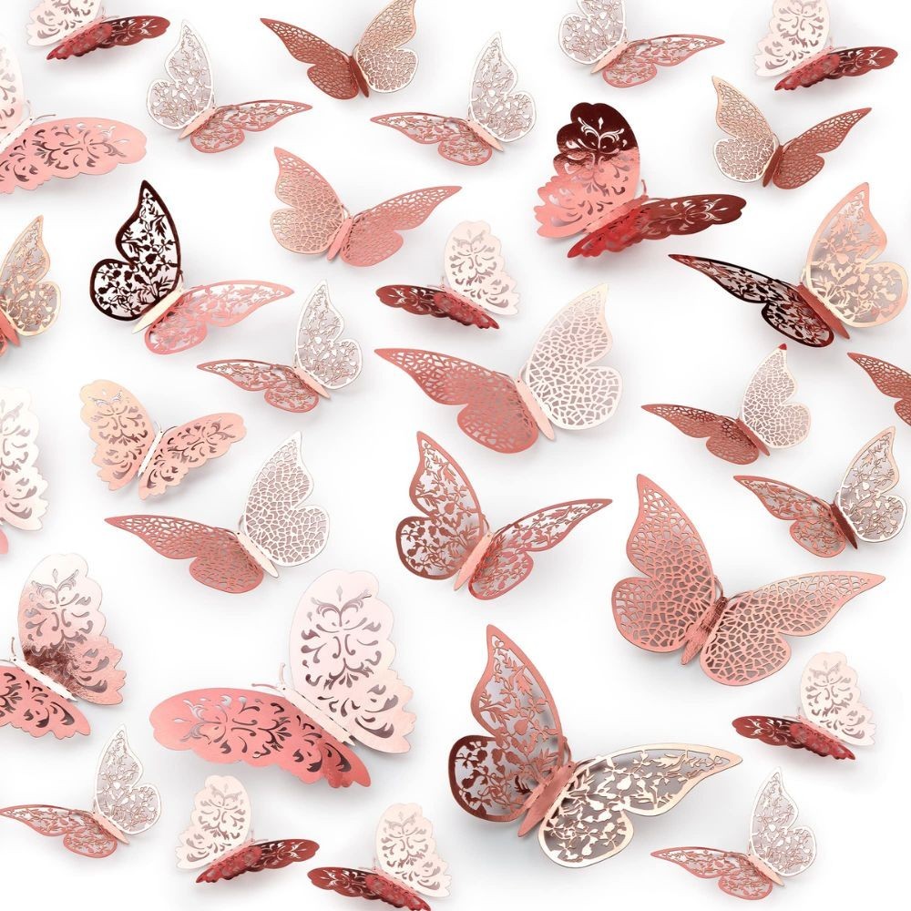 3D Butterfly Wall Decor 24/48pcs – DIY Removable Room, Party & Wedding