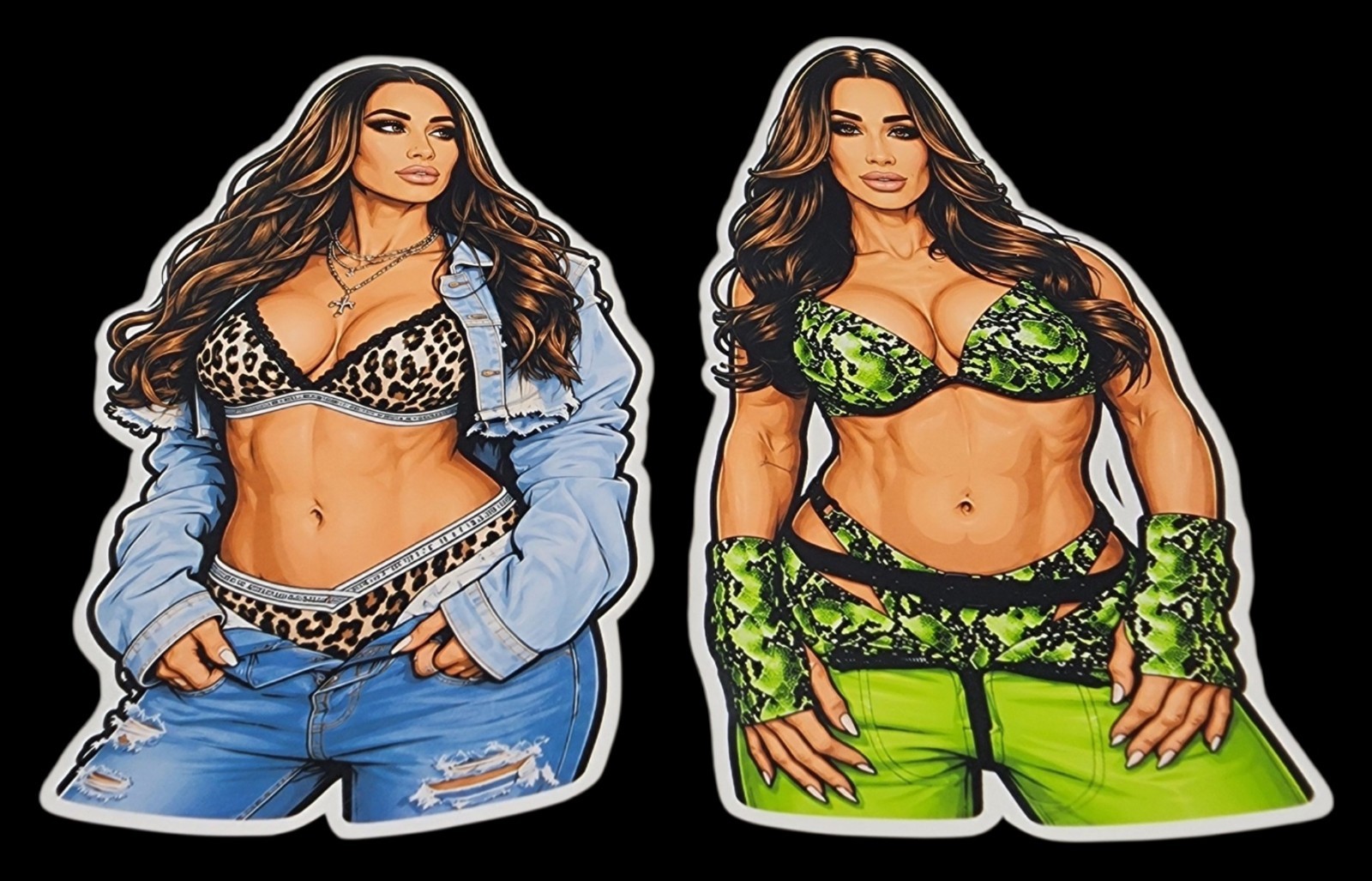 Female Wrestler 2 pack Waterproof Car Decal Laptop Vinyl Sticker Large