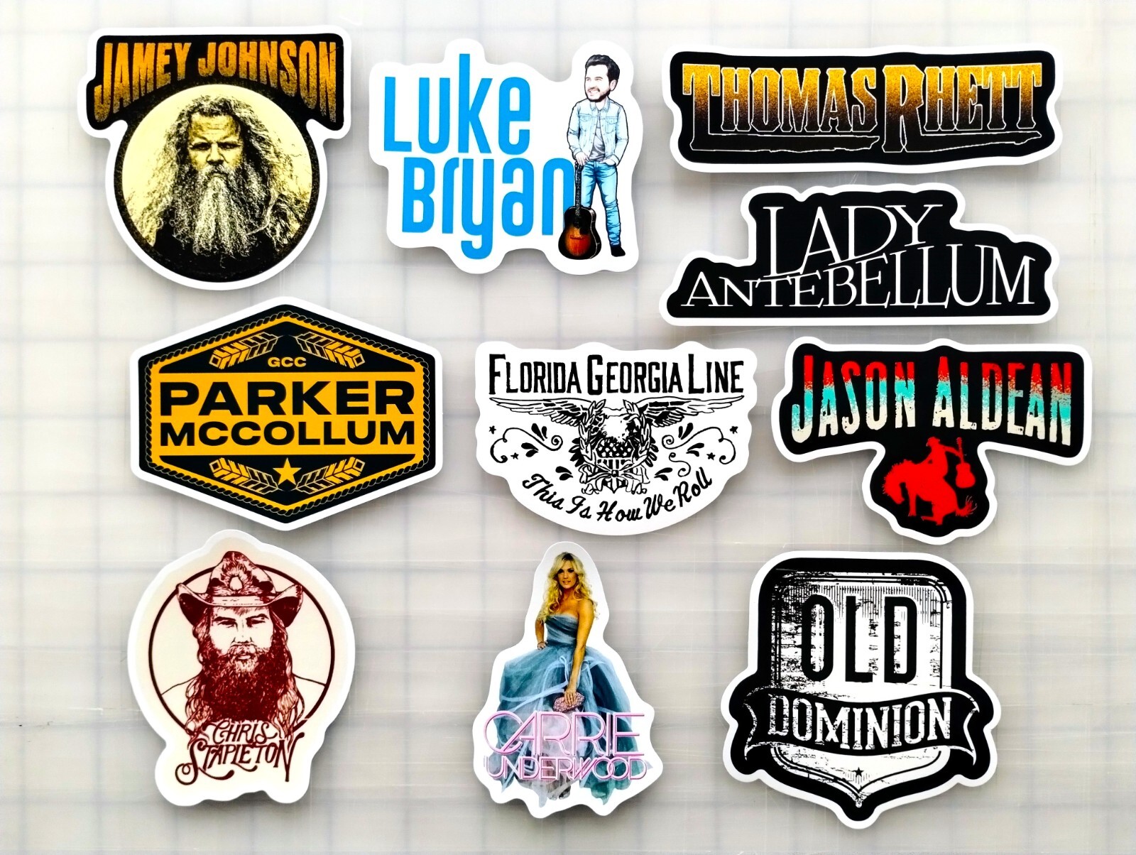 Modern Country Music Vinyl Sticker Lot (10 Pack) SET 1 band western cow boy girl
