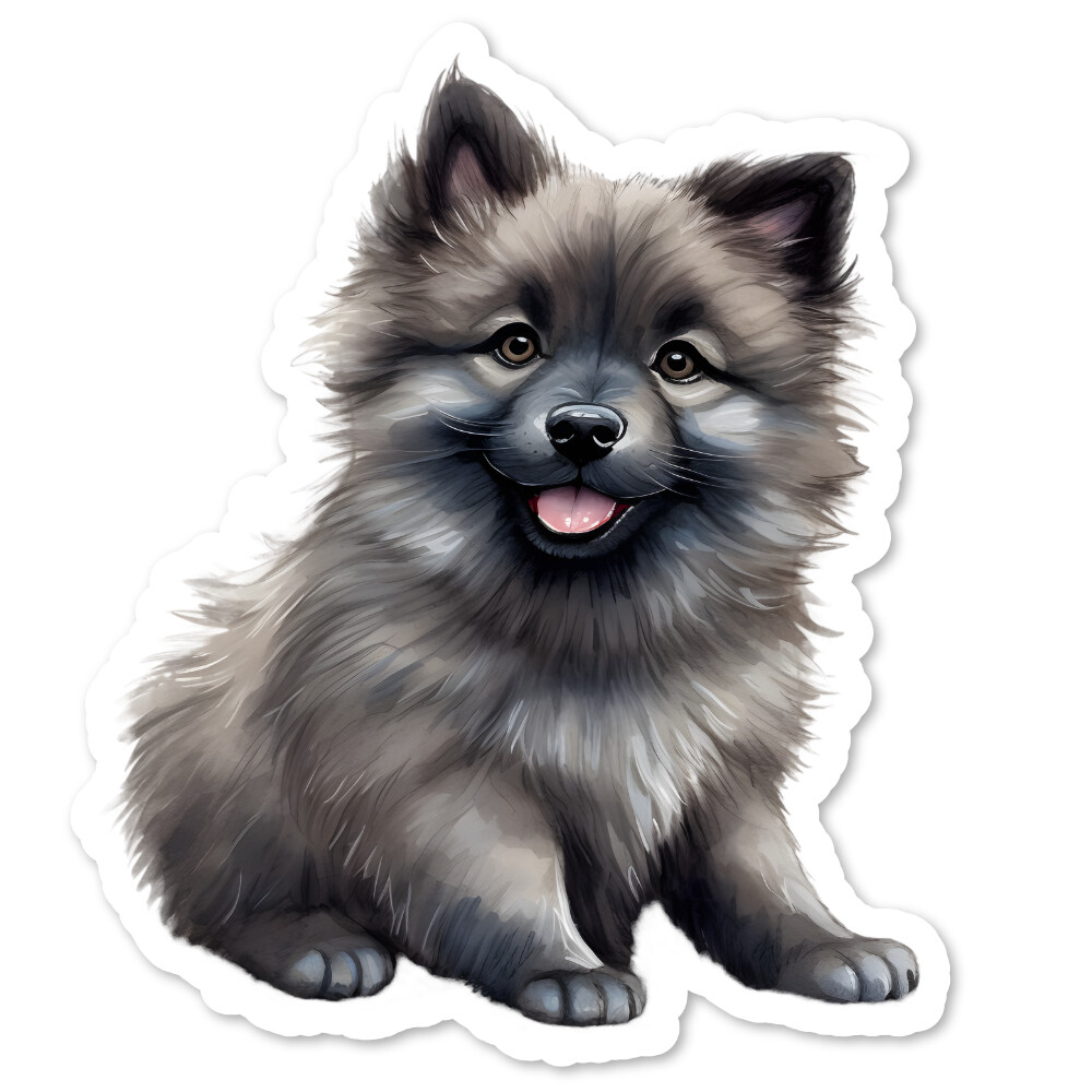 Keeshond Puppy Vinyl Sticker, Water Bottle, Scrapbooking, Laptop, Journal