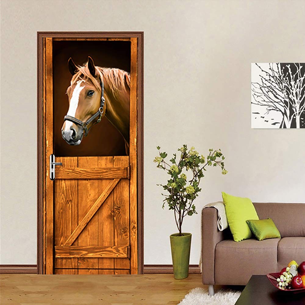 3D Stairs Art Door Sticker for Bedroom Livingroom Bathroom, 2PCS Wall Decal -…