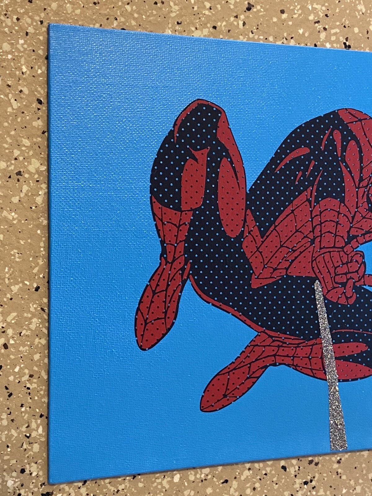 Awesome Handcrafted Marvel Spider-Man Vinyl On Canvas 8×10 Signed Artwork