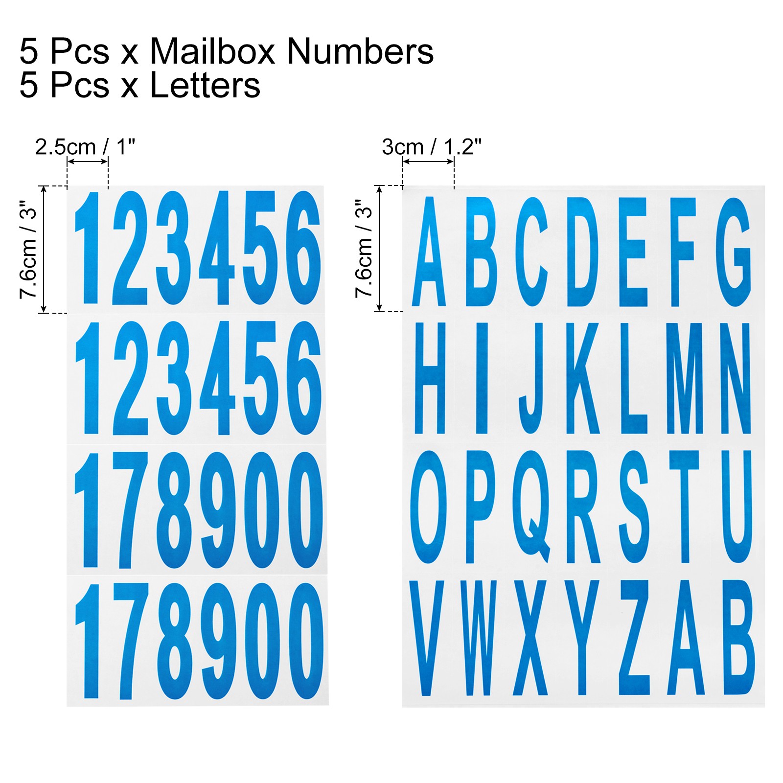 10 Sheets Mailbox Numbers and Letters for Indoor/Outdoor Decals,Blue in White