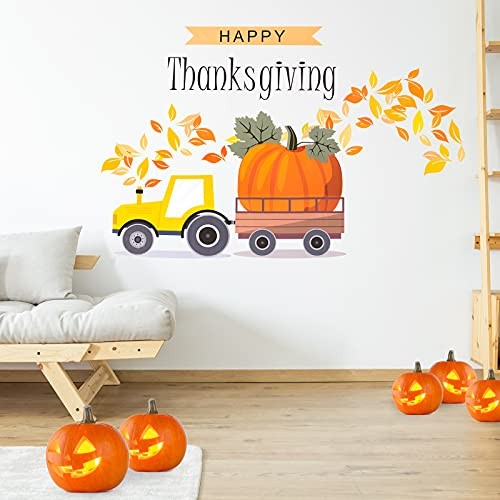5 Pieces Thanksgiving Wall Stickers Maple Leaves Blessed Wall Decals Thankful