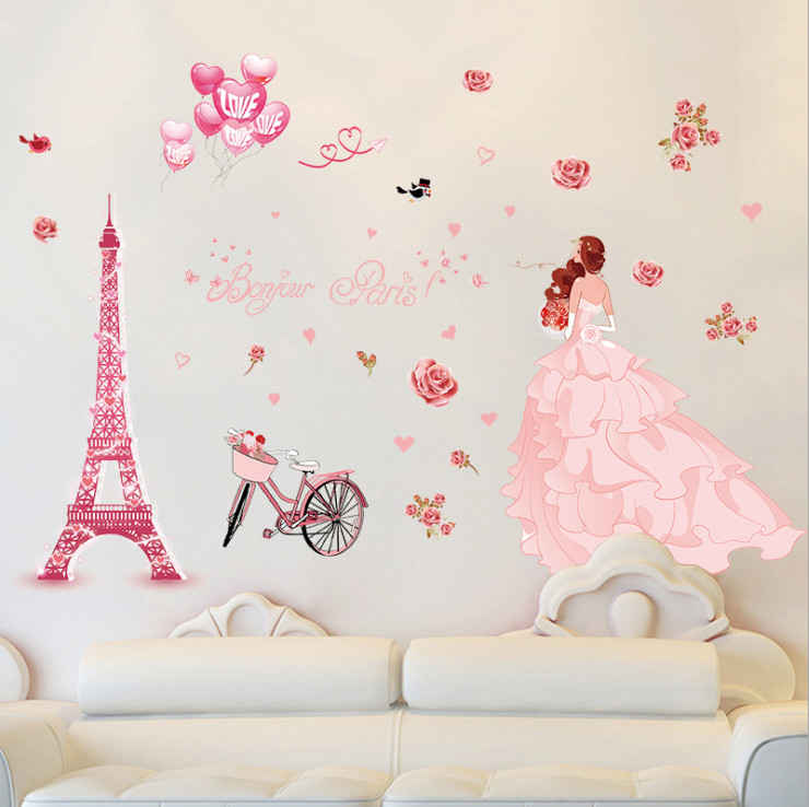 Removable Vinyl Wall Decal Paris Eiffel tower Sticker Home living Room Decor