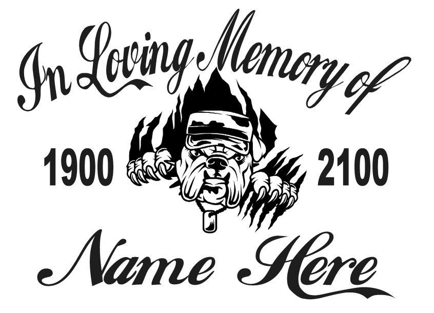 In Loving Memory Of – Marines Bulldog Sticker Decal Window Memorial Personalized