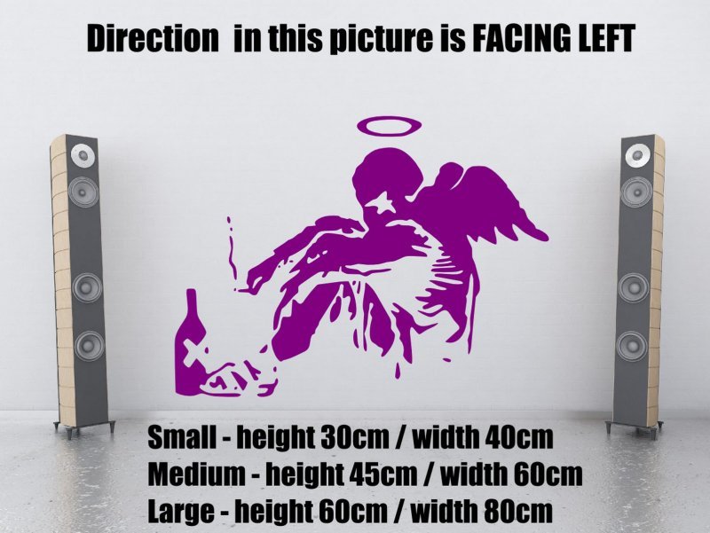 Banksy Graffiti 'Fallen Angel' Art vinyl wall stickers decorations 45cm x 60cm