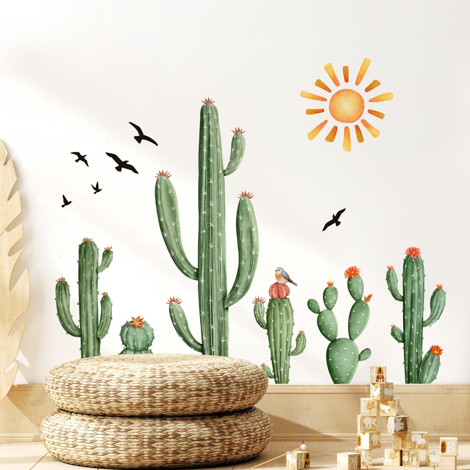 Supzone Cactus Wall Decals Tropical Green Plants Boho