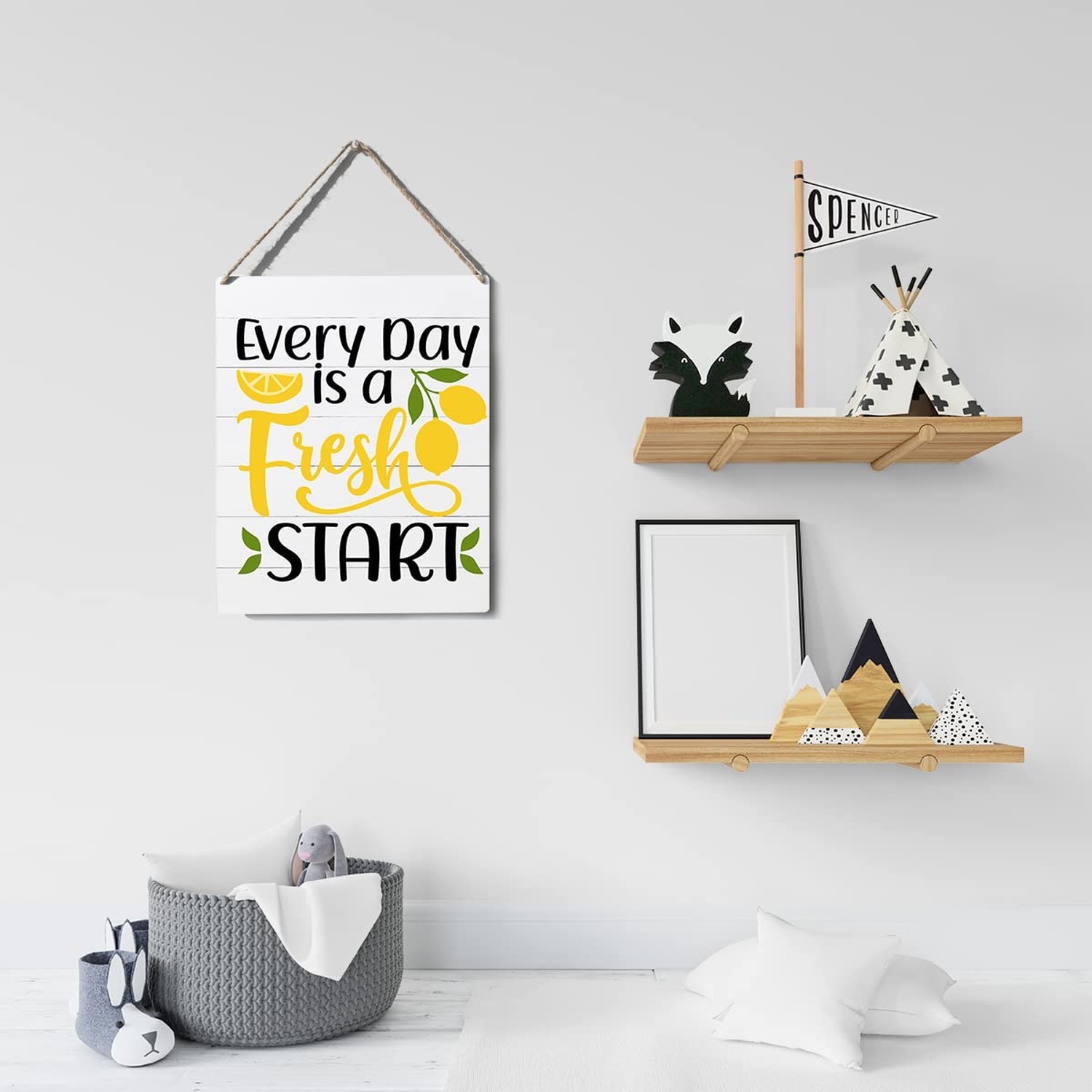 Kitchen Lemon Sign Farmhouse Every Day is a Fresh Start Wooden Sign Plaque Wa…