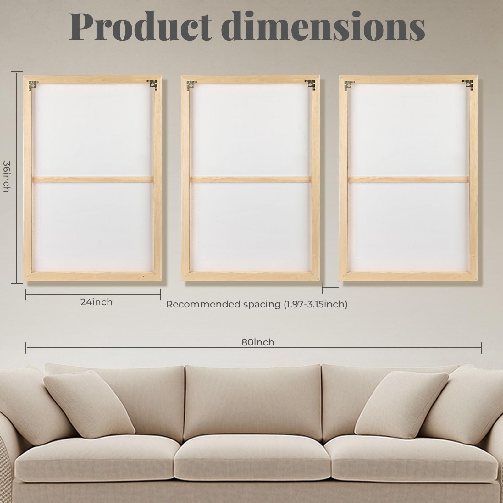 Large 3D Textured Framed Abstract Wall Art for Living Room, 3 Piece Modern Bo…