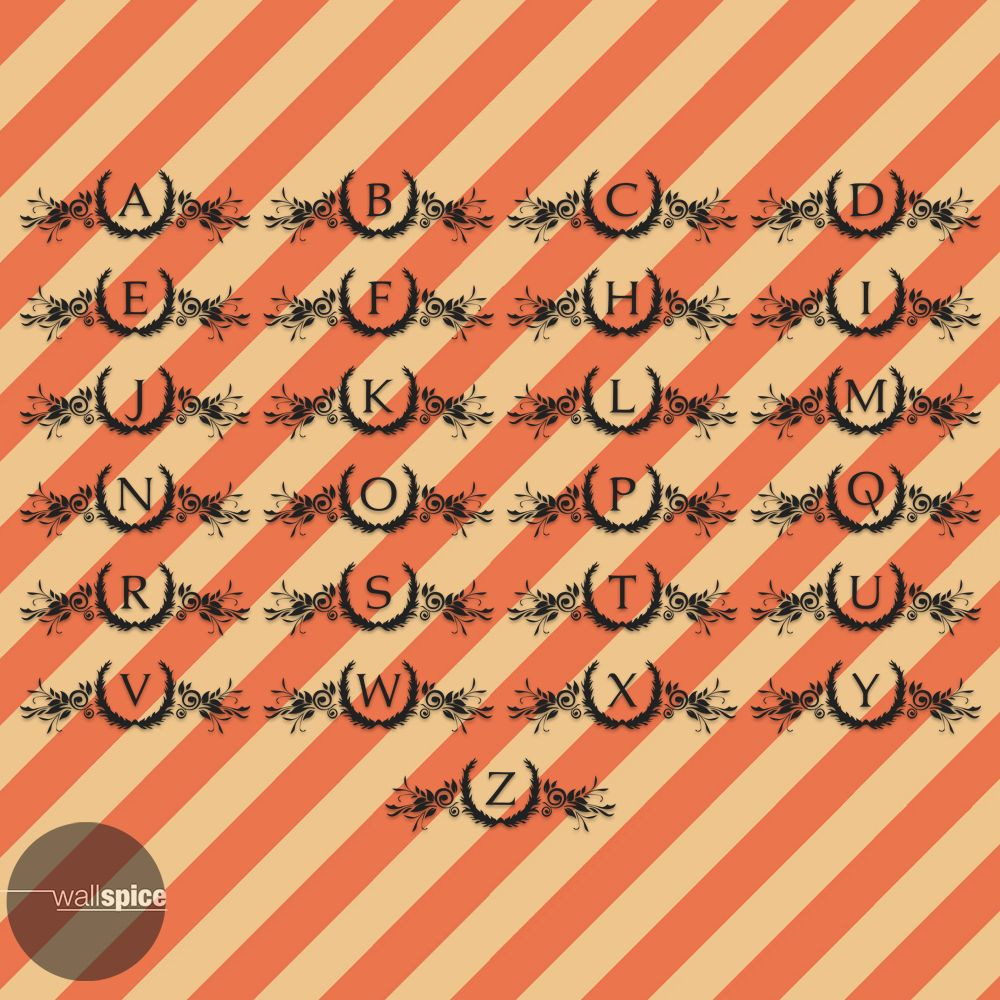 Single Letter Vine Monogram Vinyl Wall Decal Sticker