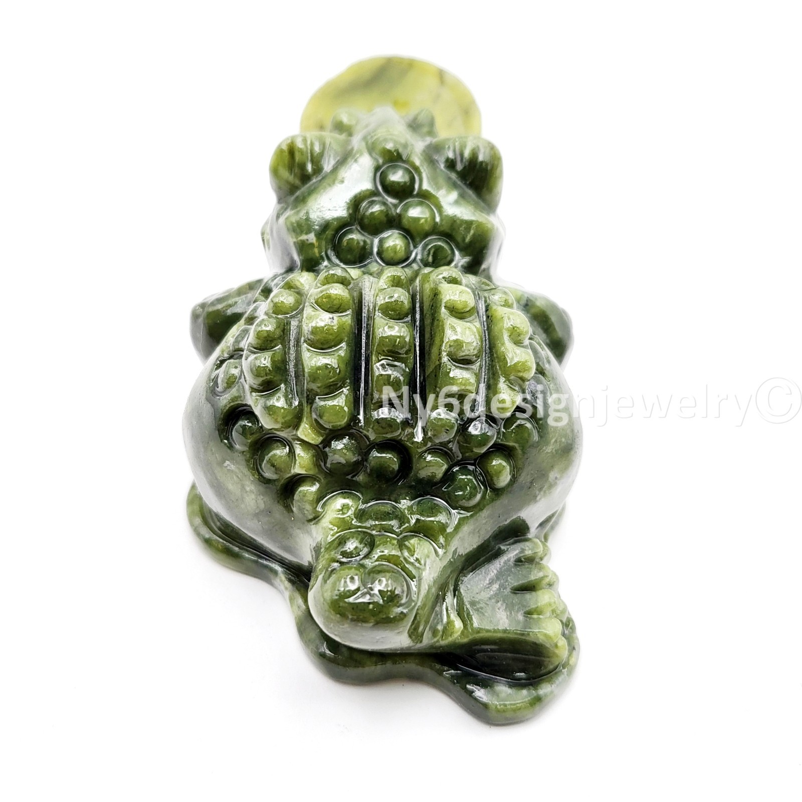 Feng Shui Money Frog Jade Statue – Three Legged Toad of Wealth, Lucky Money Frog