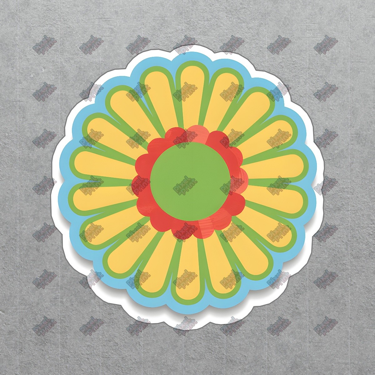 Retro Psychedelic Flower Sign Vintage 1960s Inspired Decor Colorful #8572