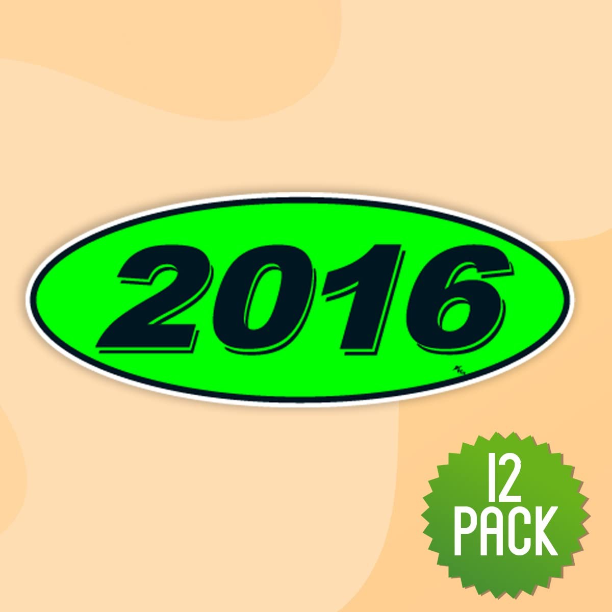 2016 Oval Model Year Stickers 5.5×14" Durable Vinyl – For Car Dealerships
