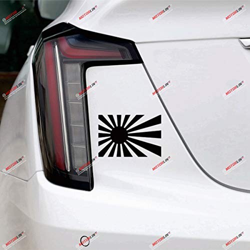 2X Black 4" Japanese Rising Sun Variant Flag of Japan Naval Car Vinyl 4 Inches