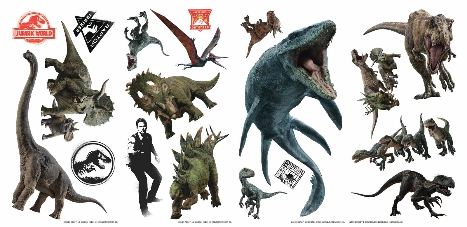 Jurassic World Fallen Kingdom Peel and Stick Wall Decals by RoomMates, RMK379…