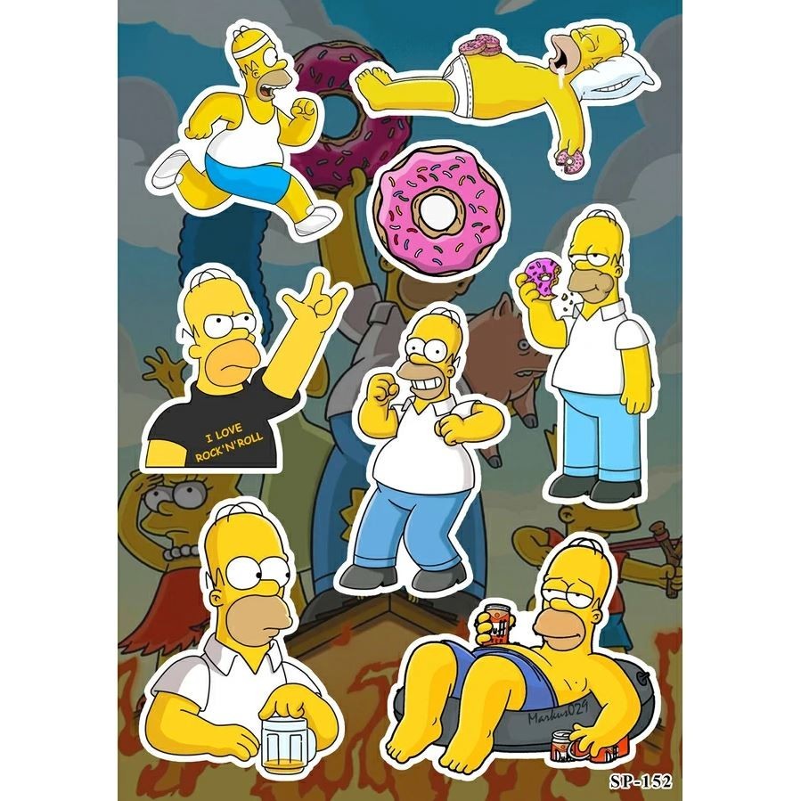 Homer Jay Simpson Sticker Pack The Simpsons Family TV Show Animated Sitcom