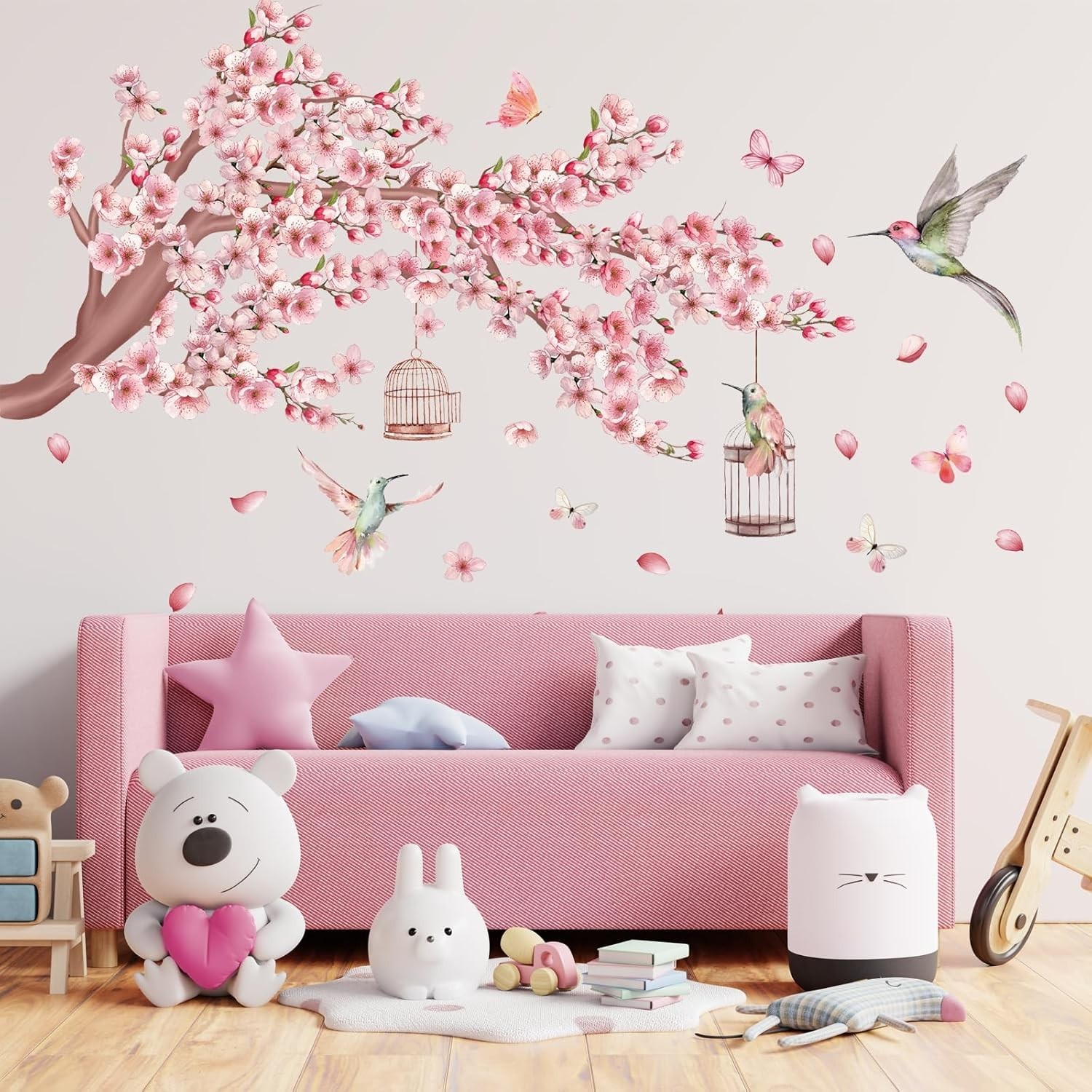 Minimalist Floral Wall Decals Line Art Flower & Leaf Wall Stickers Removable