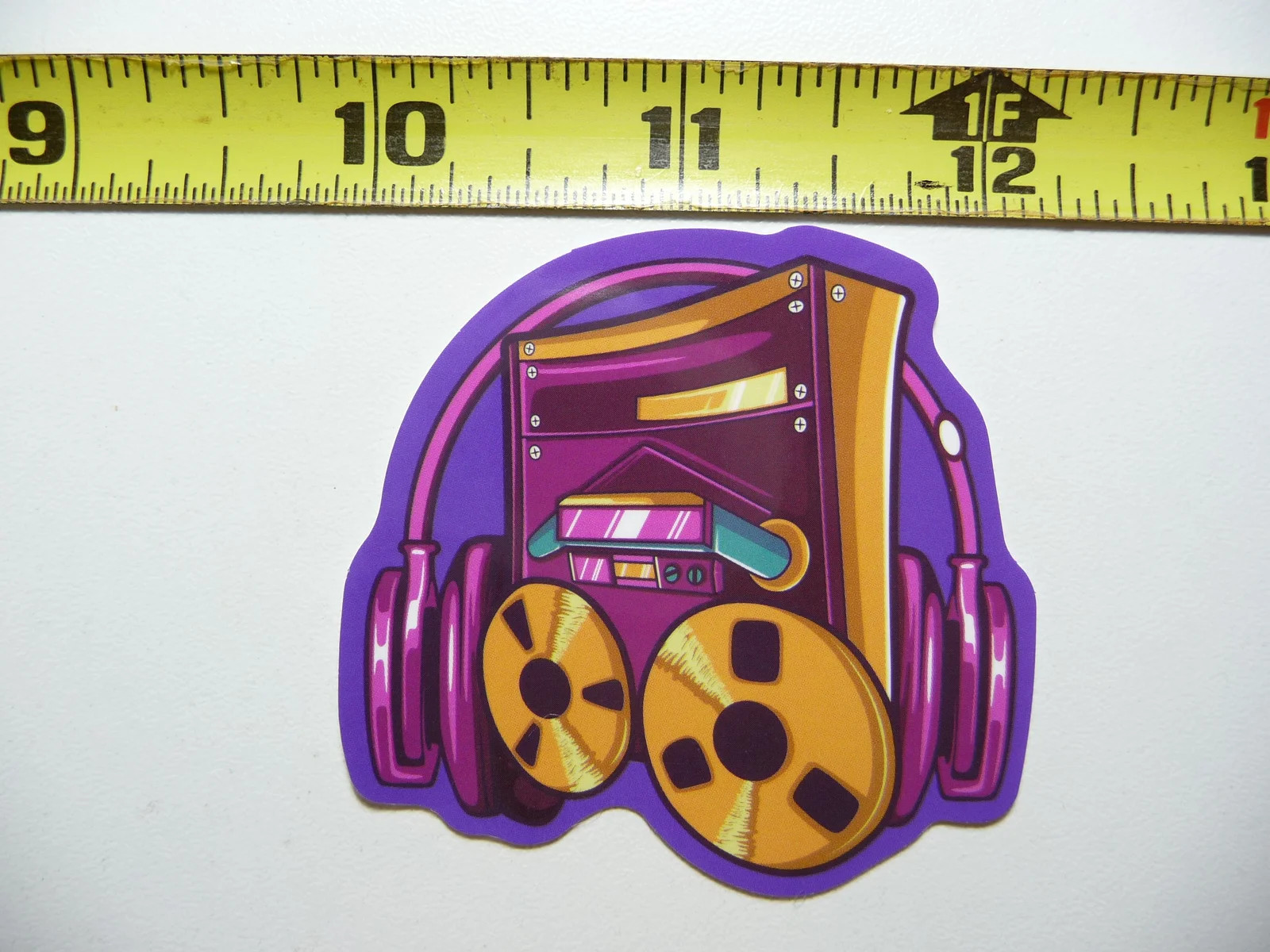 REEL TO REEL TAPE HEADPHONES SMALL STICKER DECAL NEON STYLE FUN FUNNY