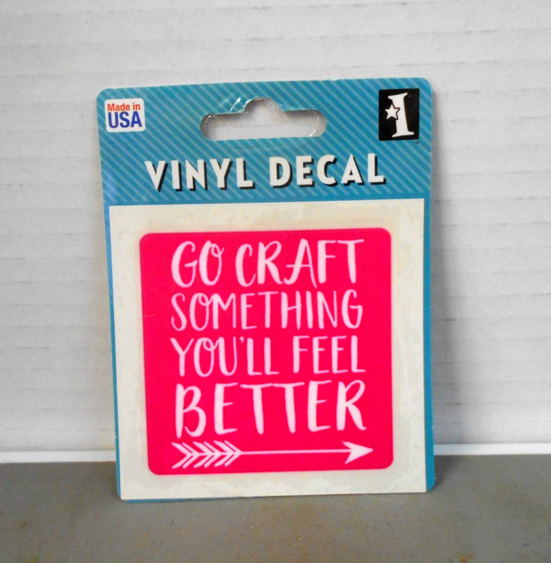 Inkadinkado " Go Craft Sometthing " Vinyl Decal Pink and White New Lot of 12