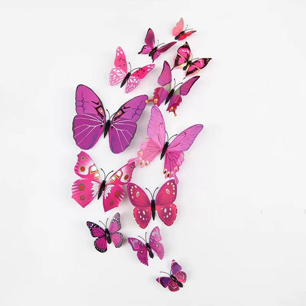12Pcs 3D Butterfly Wall Stickers Diy Stationery Sticker Handmade Craft Supplies