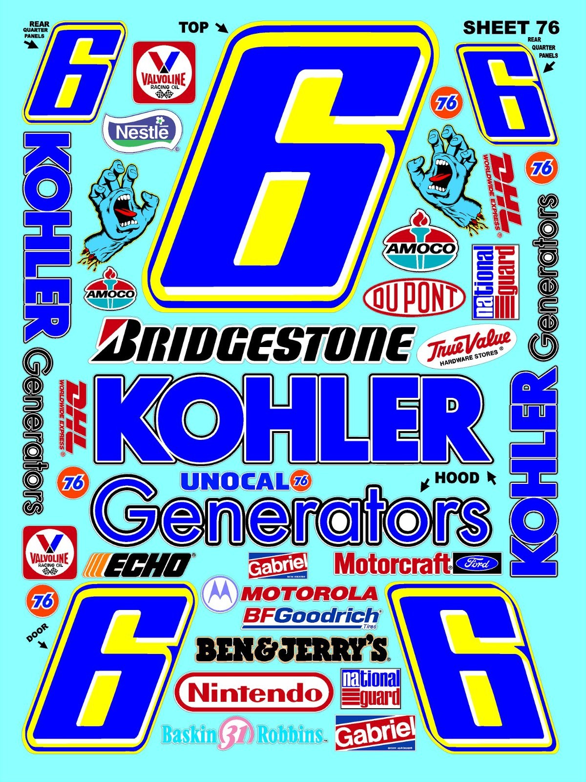 White Vinyl Sticker Sheet 76 F1mini-z-R/c Model Decal fits 1/24-1/16 Scale CUT