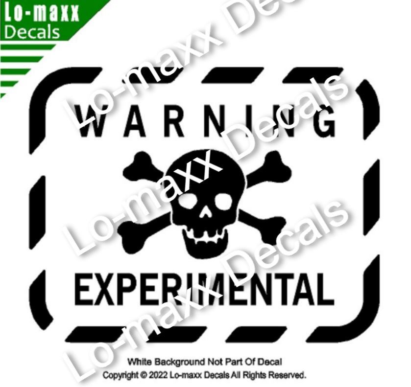 Warning Experimental Skull And Cross Bones Custom Graphic Die Cut Vinyl Decal