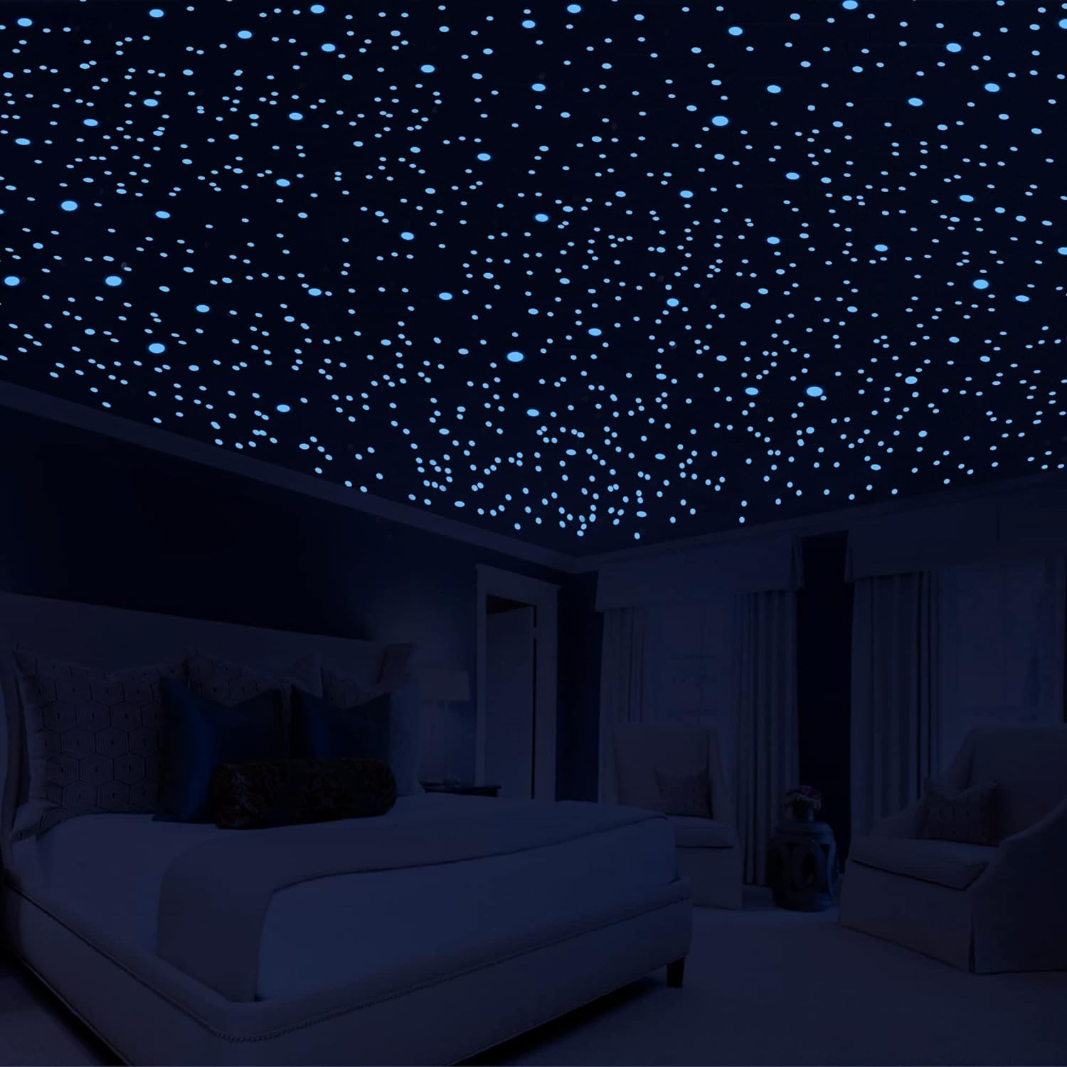 808 PCS Glow in The Dark Stars for Ceiling, Glowing Wall Decals Blue,green