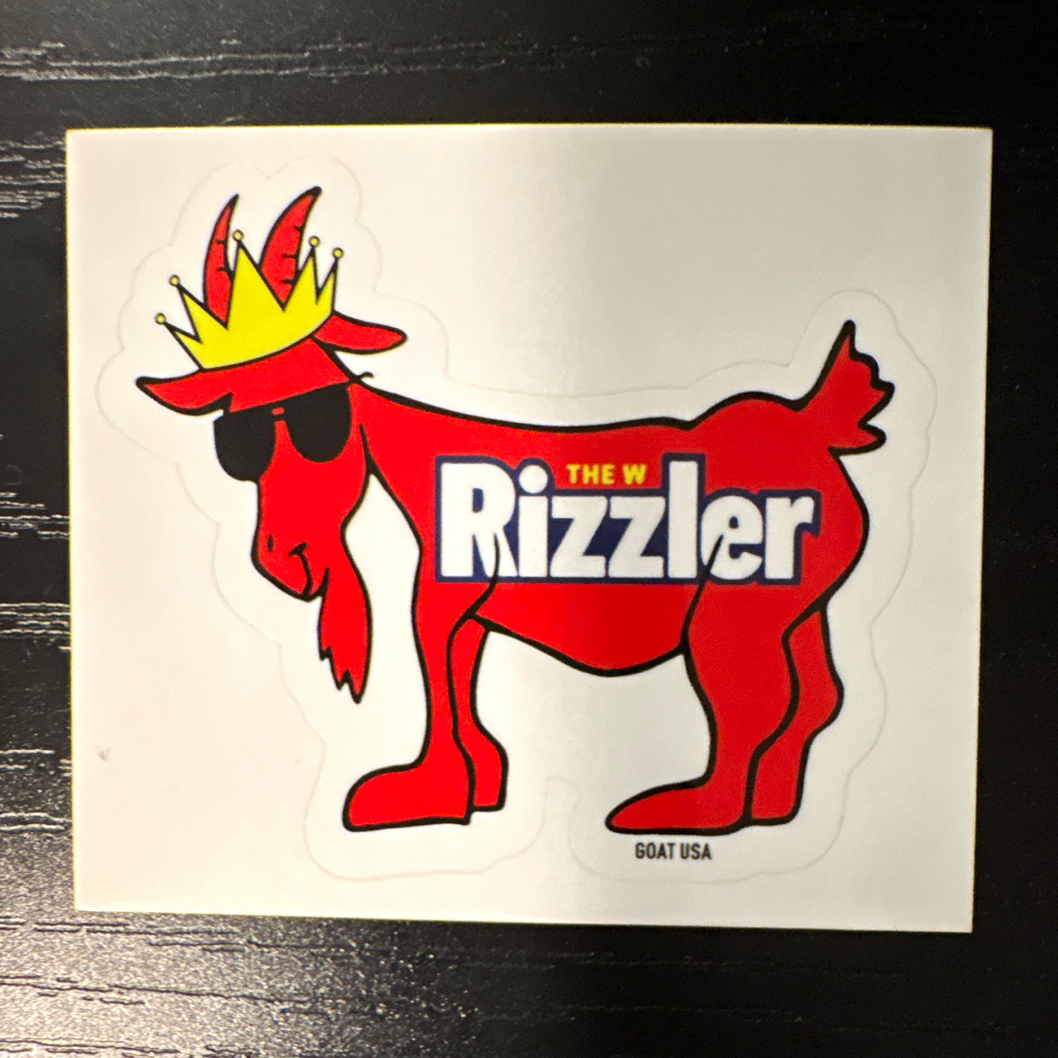 The Rizzler W Goat USA Sticker Decal – Animals Theme, Red/Yellow/Black/Blue