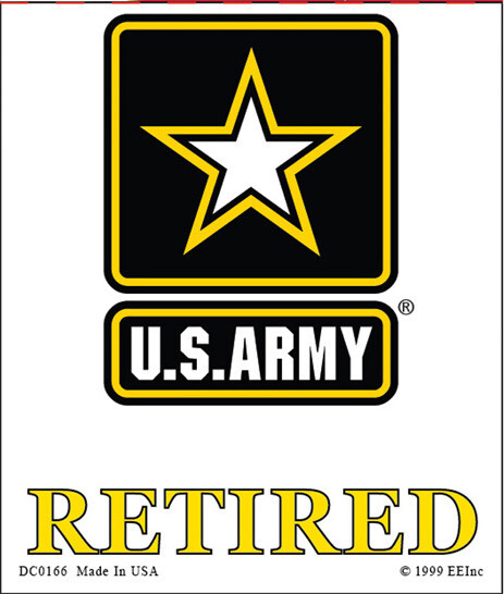3"X4" VINYL PRESS AND STICK WEATHER RESISTANT US ARMY RETIRED