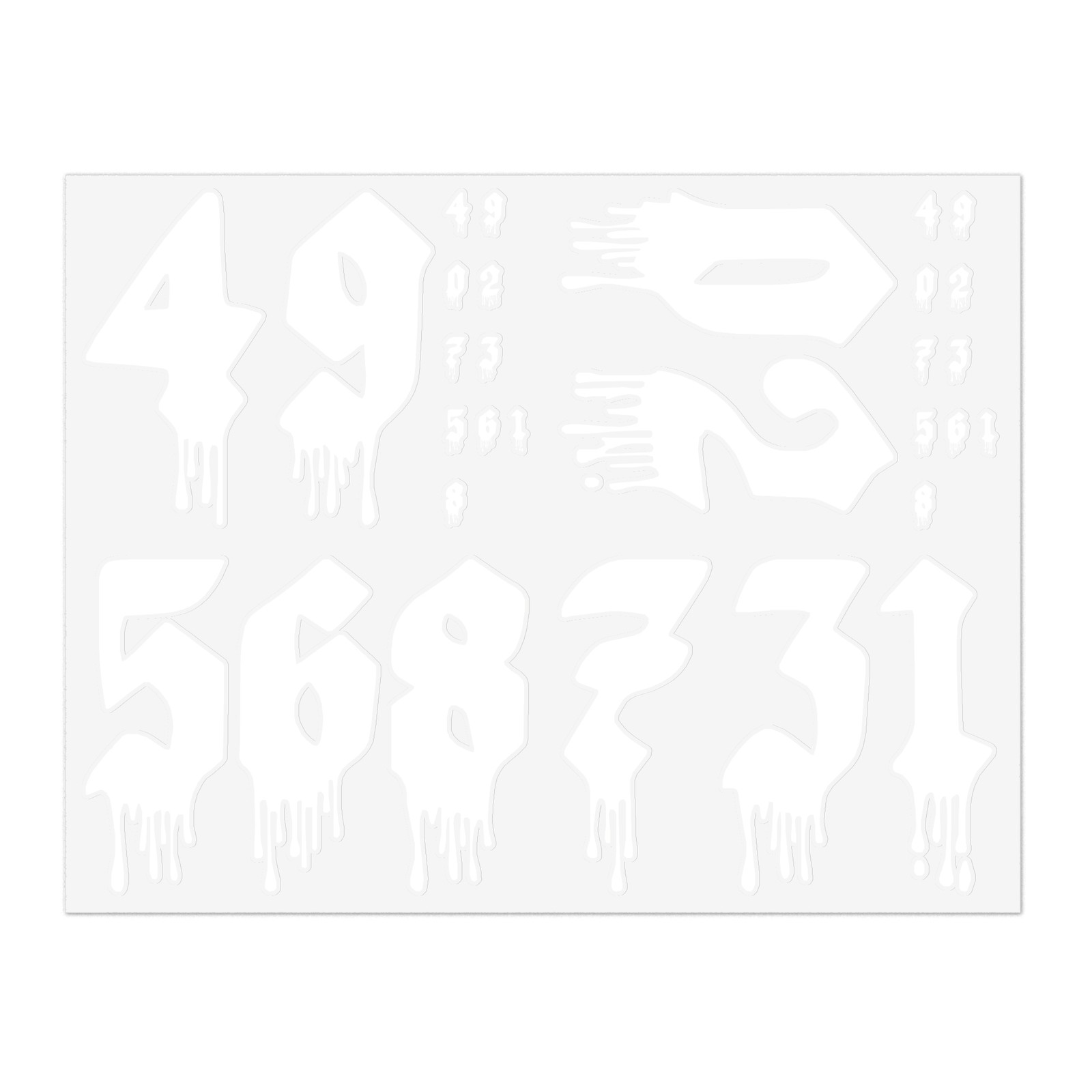 Paint Dripping Moto Decals – FULL 4" NUMBER SET WHITE Custom RC Numbers
